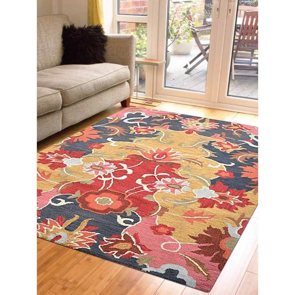Glitzy Rugs 5 x 8 ft. Hand Tufted Wool Area Rug - Multi Color, Floral UBSK00732T0000A9